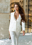 Single Breasted Blazer & Pants Suit Set - Royal White