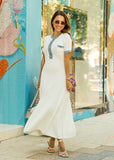 Zoe Knit & Denim Maxi Dress - White