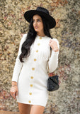 Camilla Fringed Knitted Mini Dress - White