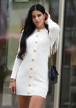 Camilla Fringed Knitted Mini Dress - White