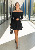 Vestido mini peplum negro Odilia