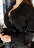 Cassandra Organza Blazer & Pants Suit Set - Black