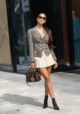Leopard Print Double-Breasted Blazer Gold Tone Buttons