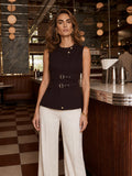 Solange Plum Belted Structured Vest