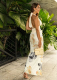 Isadora floral maxi skirt set featuring a halter neckline top