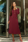 Lucia Knit Midi Dress in Burgundy