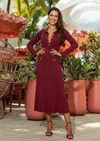 Lucia Knit Midi Dress in Burgundy
