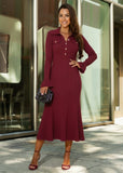Lucia Knit Midi Dress in Burgundy