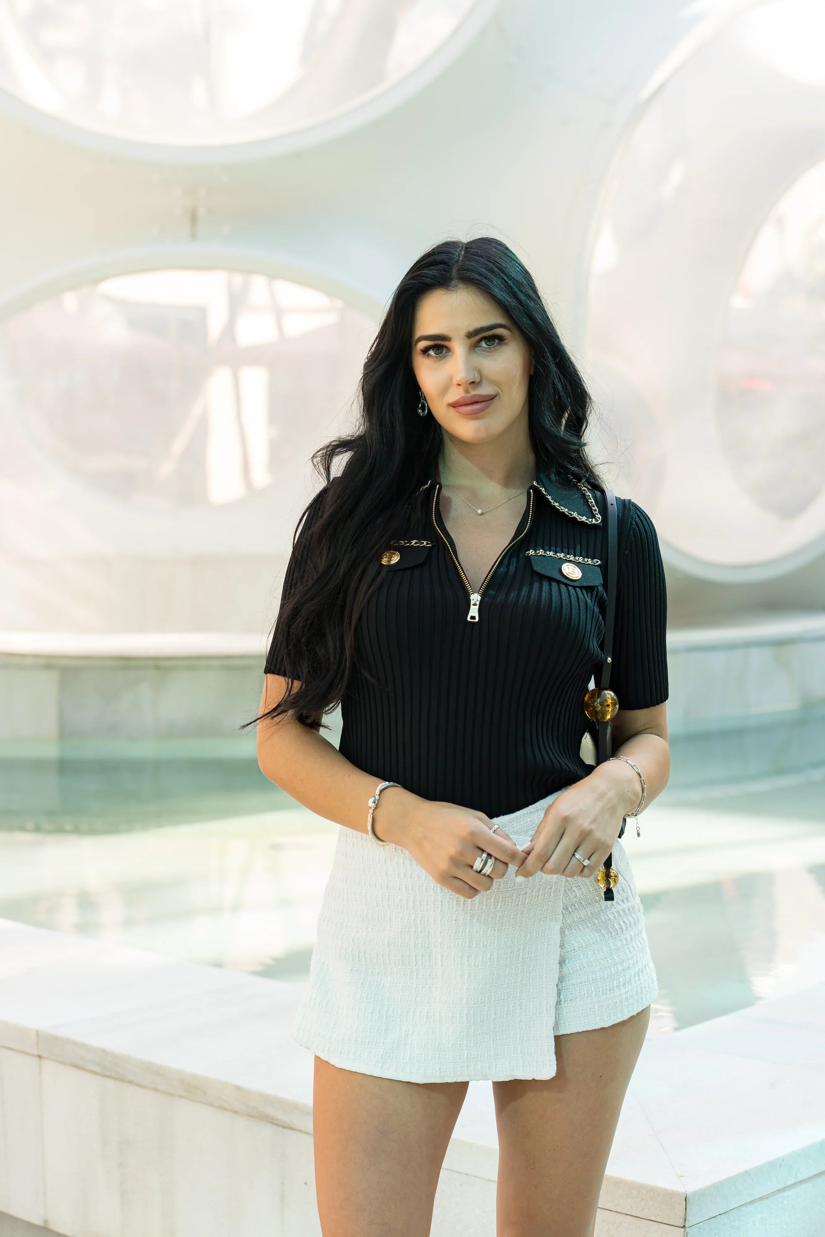 Casablanca Black Zip Up Knit Polo Shirt - shoppegasi