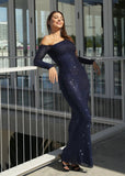 Pegasi  Midnight Navy Crystal-Embellished Maxi Dress front view 