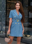 Monogram Denim Belted Dress - shoppegasi