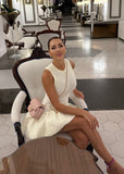 Buy Aurora ribbed knit mini dress – off white sleeveless style, exclusive at Shop PEGASI
