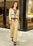 Areti Beige & Black Knit Pants Set - shoppegasi