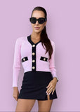Contrast Knit Cardigan in Pink & Black