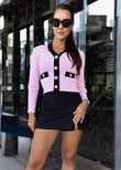 Contrast Knit Cardigan in Pink & Black
