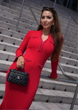 Scarlet Red Alessia Ribbed Knit Midi Dress – Fashionable, flattering fit for every occasion