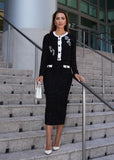 Elegant Seraphina Knit Co-Ord Set with Embellishments in Midnight Noir for Women’s Fashion