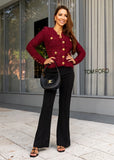 Burgundy Knit Jacket - Style Cardigan - shoppegasi