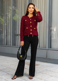Burgundy Knit Jacket - Style Cardigan - shoppegasi