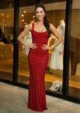 Stunning ShopPegasi cherry red glitter sequin maxi gown for night out