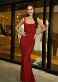 Women’s ShopPegasi cherry red sequin maxi dress, ideal for weddings and parties