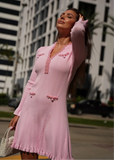 Chic Valentina Ribbed Knit Mini Dress in Soft Pink – Comfortable and flattering fit, perfect for day or evening wear