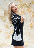 Refined and sophisticated – black blazer mini dress with crystal-embellished satin lapels