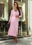 Stylish Lucia Knit Midi Dress in Blush Pink – ShopPegasi