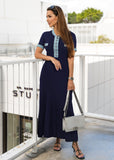 Lightweight summer maxi dress with knit and denim fabrics – Shoppegasi Zoe
