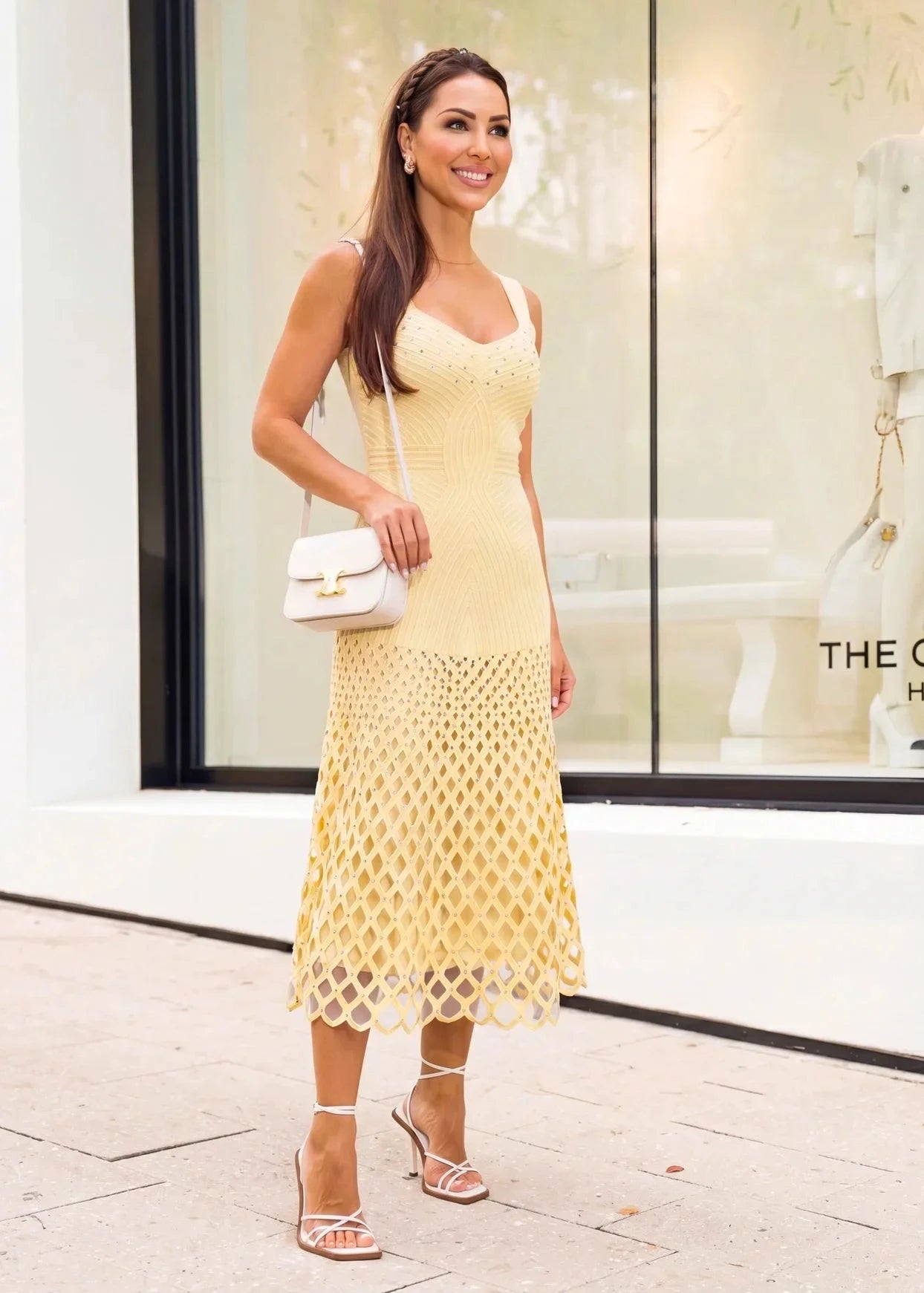 Bianca Ribbed Knit Midi Dress in Buttery Yellow Bianca Ribbed Knit Midi Dress in Buttery Yellow