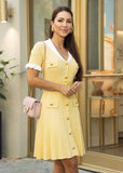 Butter yellow dress with white contrast collar