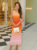 Fiorella Ombre Knit Midi Dress - Orange