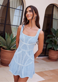 Capri Sky Blue Crochet Mini Dress