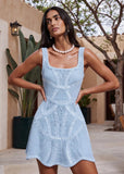 Capri Sky Blue Crochet Mini Dress