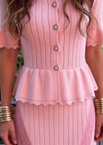 Margot Pink Lace Knit Cardigan & Skirt Set