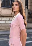 Stella Pink Belted Ribbed Knit Midi Dress