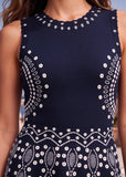 Riviera Navy Geometric Knit Mini Dress