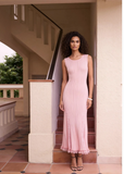 Delphine Blush Pink Lace Hem Knit Midi Dress