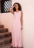 Delphine Blush Pink Lace Hem Knit Midi Dress