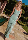 Ilaria Sage Green Cutout Knit Maxi Dress