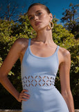 Ilaria Powder Blue Cutout Knit Maxi Dress