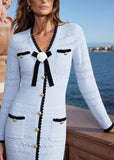 Niovi Powder Blue Crochet-Trim Knit Maxi Dress