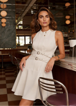 Solene Ivory Belted Structured Mini Dress