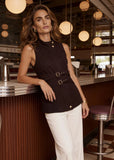 Solange Plum Belted Structured Vest
