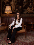 Ottavia White Contrast-Stitch Belted Blouse