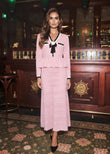 Anouk Pink Pointelle Knit Peplum Maxi Dress