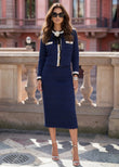 Larissa Navy Tweed-Knit Cardigan & Skirt Set