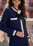 Larissa Navy Tweed-Knit Cardigan & Skirt Set