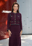 Odalys Burgundy Tweed Knit Cardigan & Skirt Set