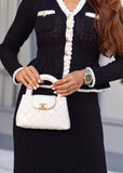 Florentina Black Pearl-Trim Peplum Knit Maxi Dress